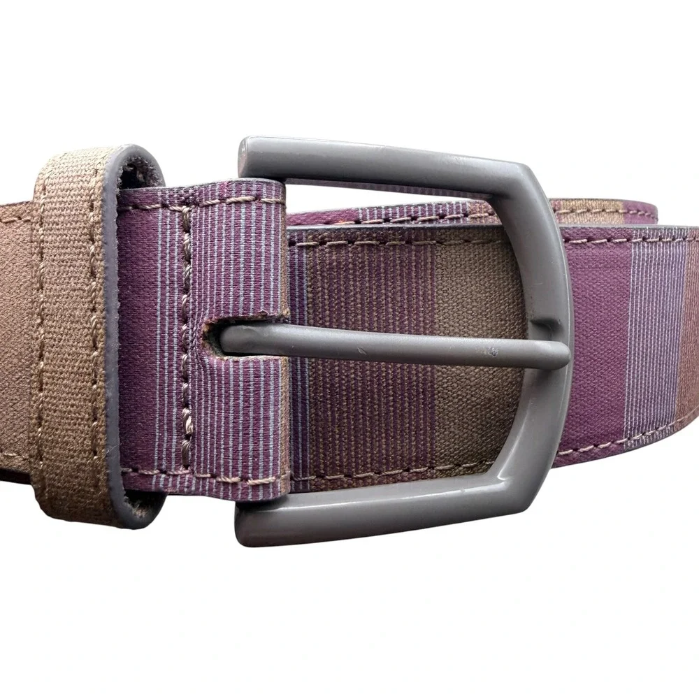 Cuater TravisMathew Mens‎ Canvas Belt Purple Tan Striped Size 42 4MP188